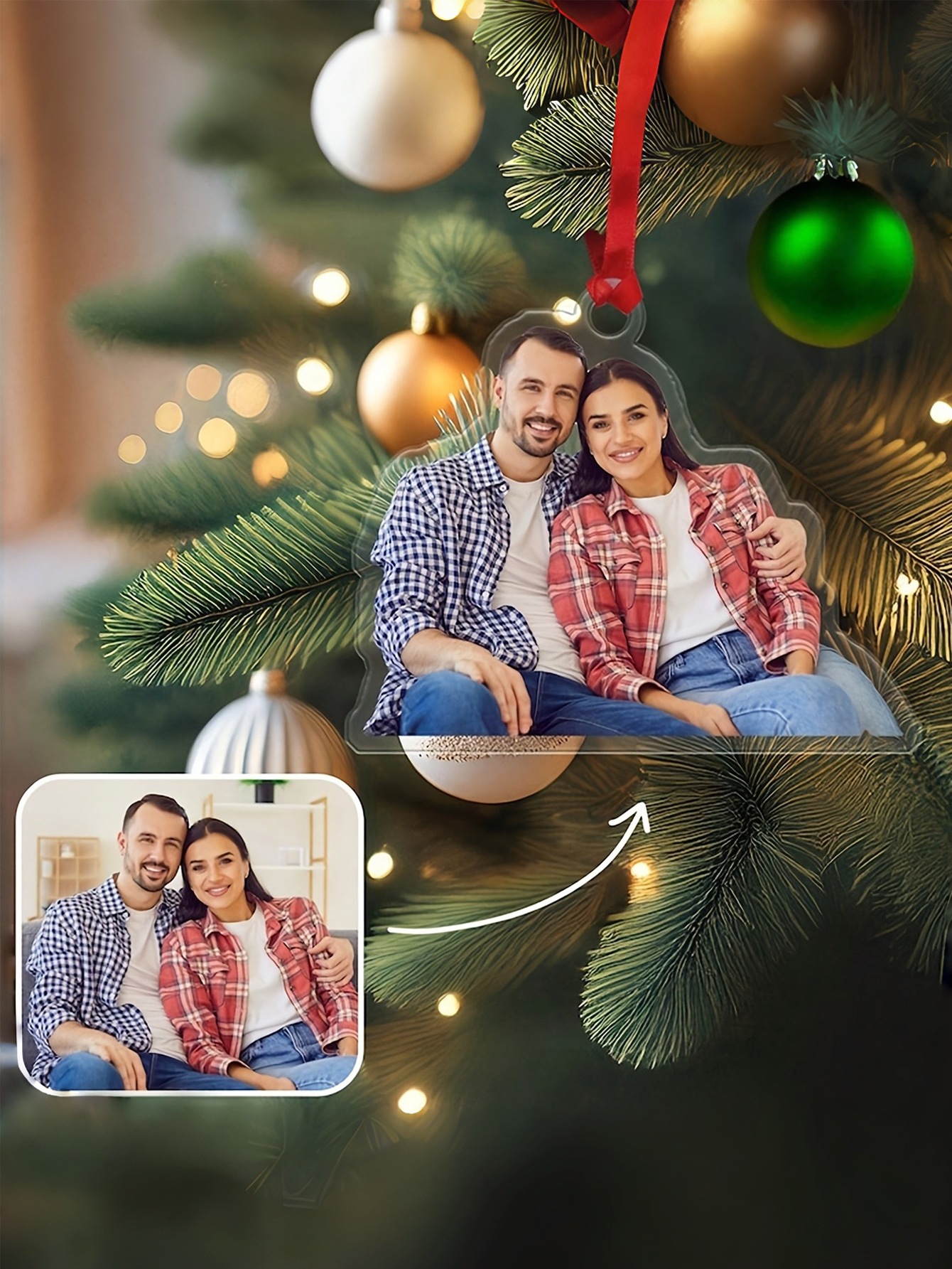 Personalized Christmas Photo Ornaments for Families, Couples, and Pets